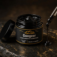 Bote de Googeer Shilajit abierto con gotero
